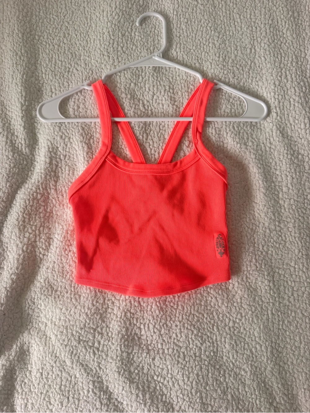 Free People Movement Neon Coral Ribbed Tank Top with Strappy Back